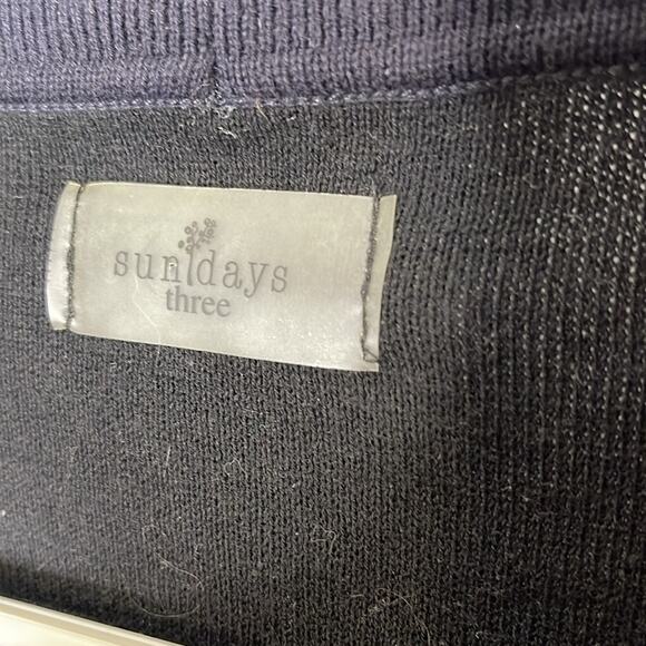 SUNIDAYS Navy / Black High Low Open Front Cotton Long Cardigan Size S/M - Picture 3 of 7